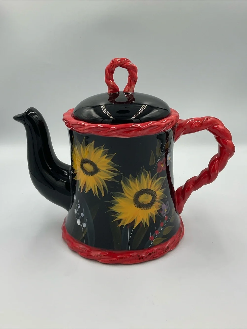Vintage Bella Casa by Ganz Handpainted Sunflower Teapot
